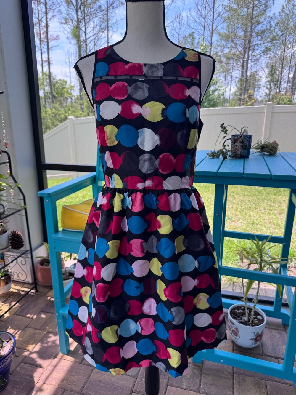 Colorful Polka Dot Fit & Flare Dress
